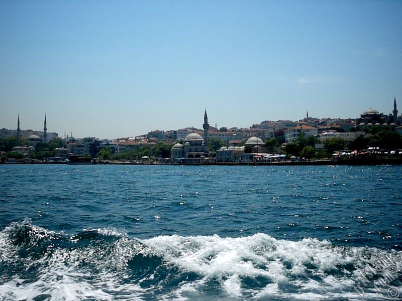 View of Uskudar coast from the Bosphorus in Istanbul city of Turkey.
