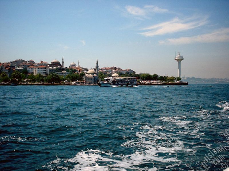 View of Uskudar coast from the Bosphorus in Istanbul city of Turkey.
