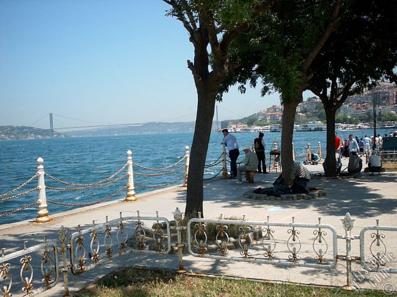 View of Bosphorus and Bosphorus Bridge from Uskudar shore of Istanbul city of Turkey.
