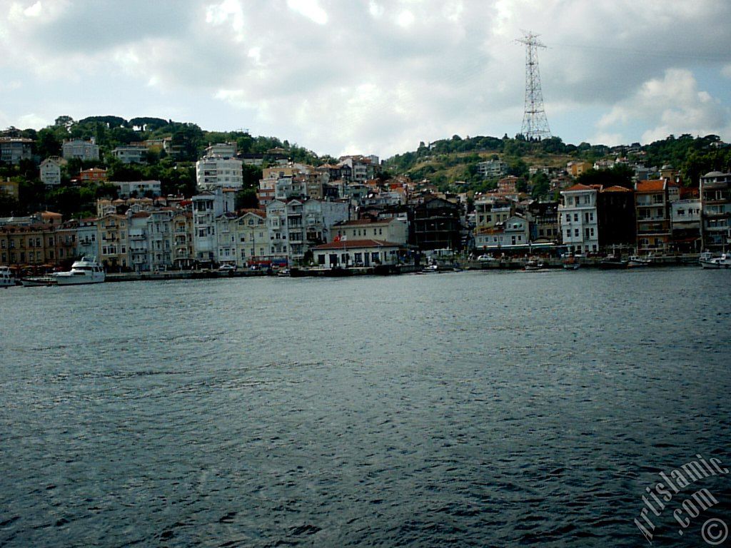 View of Arnavutkoy coast from the Bosphorus in Istanbul city of Turkey.
